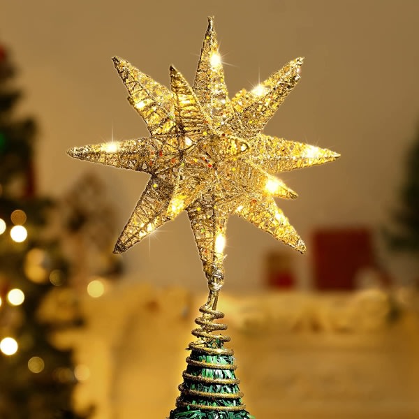 Christmas Tree Top Star, Led Juldekoration 3D Geometrisk
