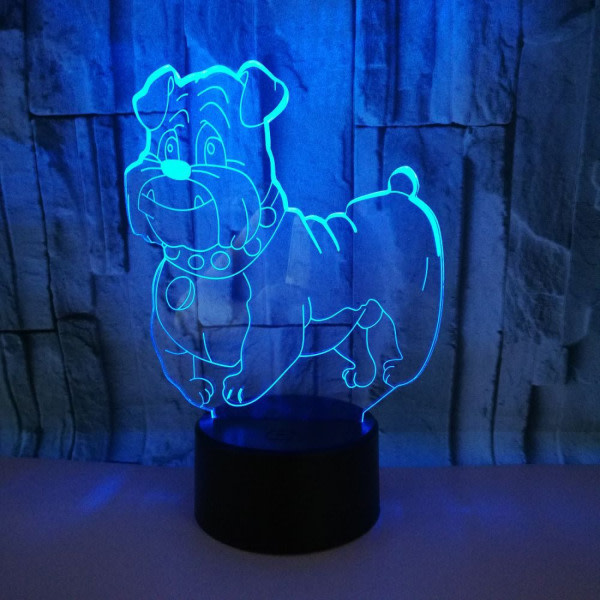 JUSTUP 3D Ny eksotisk hund natlampe Touch Bord Skrivebord Optisk illusion lamper 7 farveskiftende lamper Hjemindretning Fødselsdagsgave （Stil K）