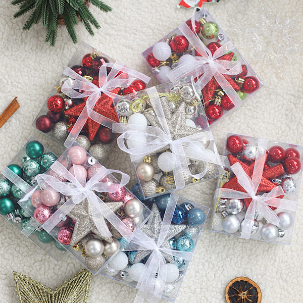 Julgranskulor Julgransdekorationer Färgglada Kulor Hängande Julmaterial Tillbehör DIY Juldekorationer A