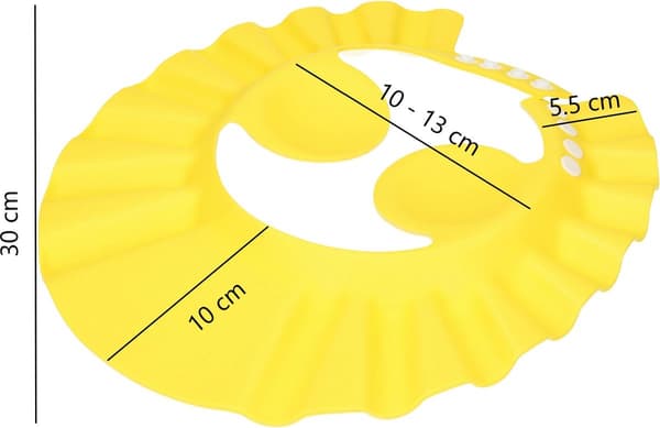 Gul lyxig duschmössa för små barn 0-6 år – 27 cm, med hörselskydd för småbarn