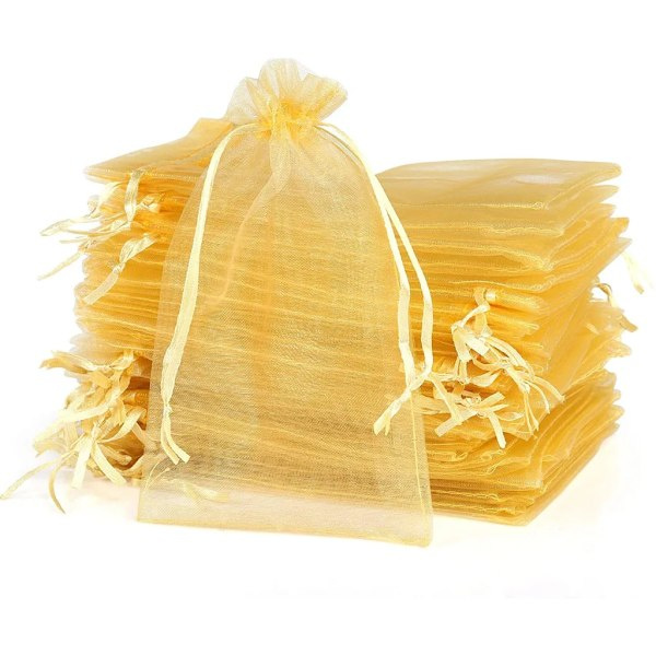 120 kpl Organzapusseja Kulta Organzapusseja Organza Korupusseja Lahjapusseja, 10 x 15cm