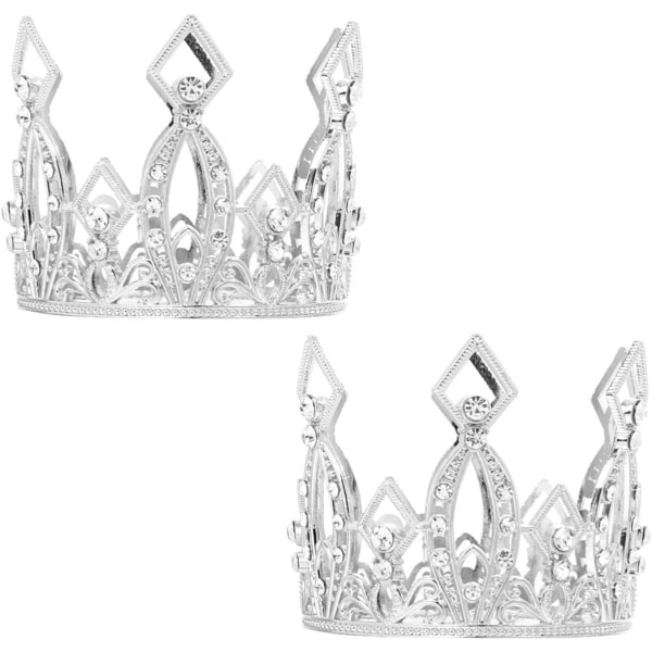 Galaxy Crown Cake Topper för födelsedagar Bröllop Tårtdekorationer med prinsessa för baby shower ( silver) 2st silver