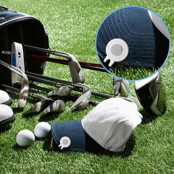 Magnetisk golfbollsmarkör med kepsclip, 3-pack zinklegeringsclips med stark magnet för golfare, golftillbehörspresent, silver