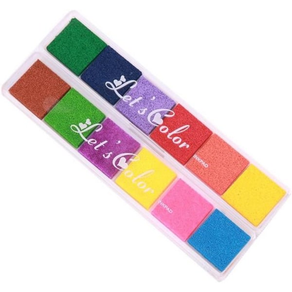 12 farger Craft Ink Pad Finger Rainbow (2 pakker)