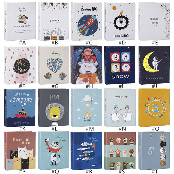 Piirretty 7\" Print Perhekuva Scrapbook Album 100 kuvaa Muistoalbumi Koti Sisustus null - Piirretty kissa