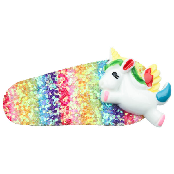 8 stk Unicorn Hårklipp med Glitter Snap Clips Regnbue Barrettes