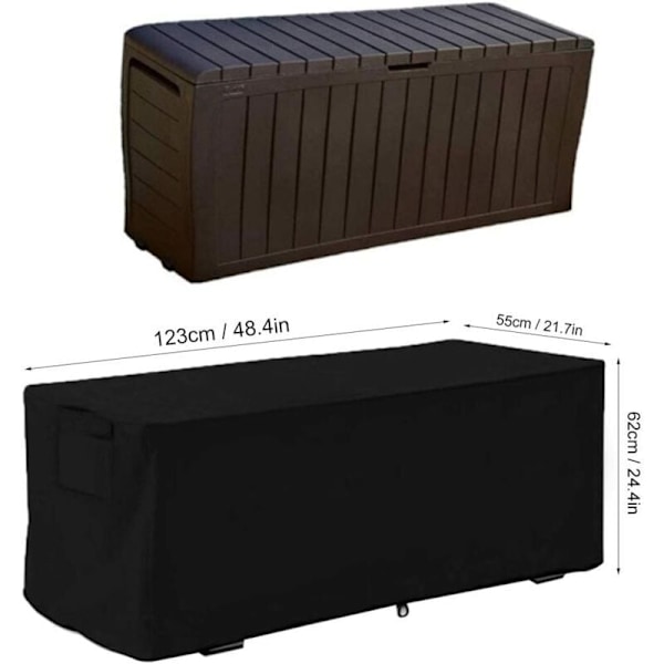 Vandtæt Udendørsbeskyttelse - Opbevaringskassebeskyttelse - Vandtæt og UV-beskyttelse - Udendørs Opbevaringskassebeskyttelse - 123x62x55cm - Sort.