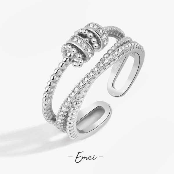 Ring, angst-ring for kvinner, angst-ring med perler Spinner for kvinner jenter