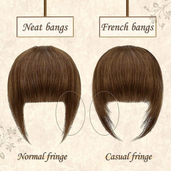 TG Clip In Bangs Oikea Hiusten Pidennykset Ranskalaiset Bangs Tasaiset Siistit Bangs Clip Ilma Bangs (Keski Ruskea)