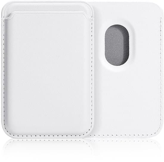 MagSafe-kortholder til iPhone, magnetisk kortholder i PU-læder, plads til 3 kort, slankt minimalistisk design, hvid