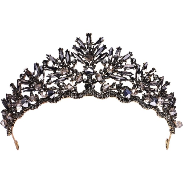 Galaxy Vintage barock Crown Alloy Prom Quenn Crown Brud Tiara Bröllopshuvudstycke (svart)