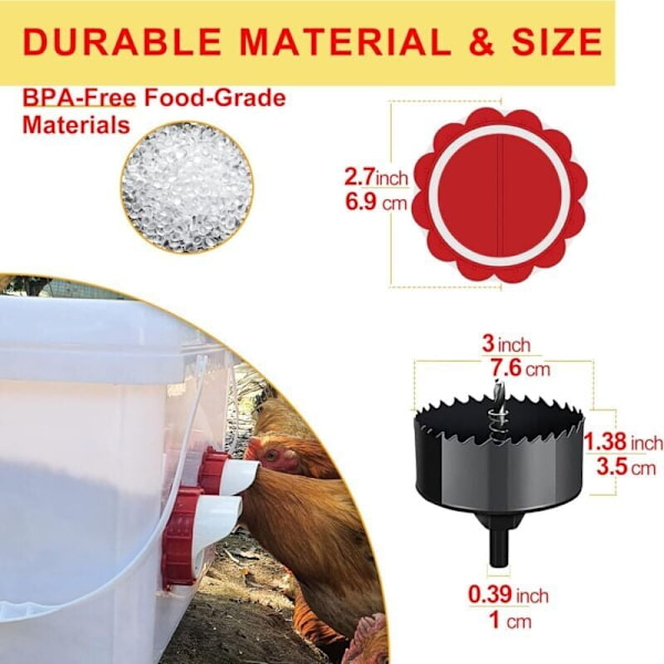 Kycklingmatare, Automatisk kycklingmatare, 4 Port DIY Gravitationsmatare Kit för Hinkar Tunnor Lådor..DEBUNS