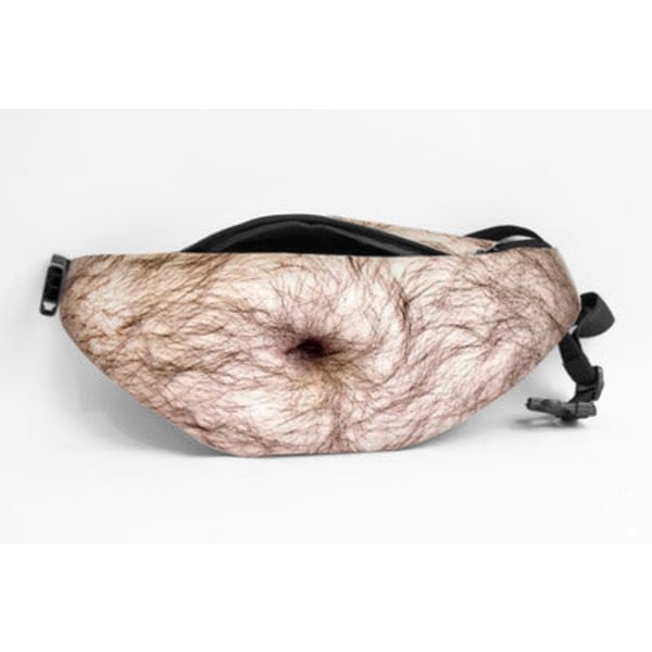 Mies nainen Fanny Pack Midjeväska Öl Mage Läderbälte Kreativ Rolig Fake Belly Simuling Big Belly Burst Hårig mage 48*18,5*10cm