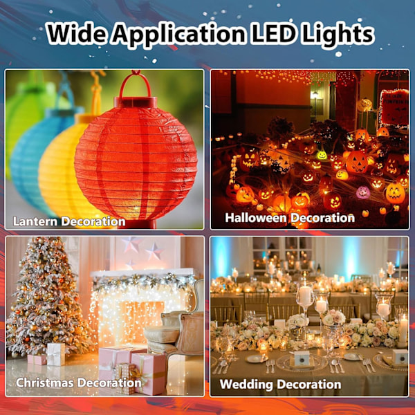 30 stk. Mini LED Ballonlys, Varmt Hvid Papirlanterner til Bryllup & Fest Dekorationer