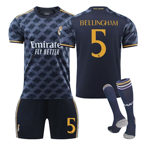 23-24 Real Madrid Udebanetøj Royal Blå Trøje Nr. 10 Modric 7 Pooh C Ronaldo 5 Bellingham Fodboldsæt NR. 5 BELLINGHAM NO.5 BELLINGHAM 20