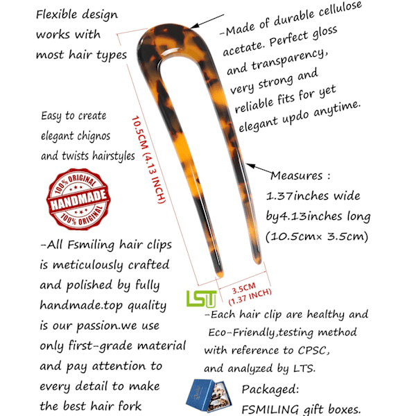 2-pack Franska Stil Cellulosa Acetat Sköldpadds U-formade