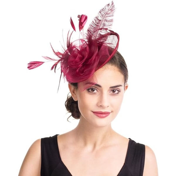 TG Blomma Fjäder Pannband Fascinator Bröllop Huvudbonader Dam Race Royal Ascot Pillbox Bröllop Cocktail Tea Party Derby Hatt för Kvinnor