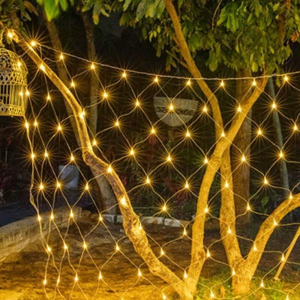 96 LED-nät 1,5 x 1,5 M, 8 lägen Varmt ljussträng Nattljus, Inomhus- och utomhusljussträng, Vattentät Mesh ljusridå utomhus