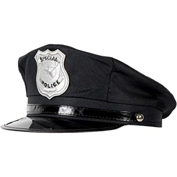 Polishattu Cop Carnival Hats 1 musta poliisihattu, hauska, SWAT