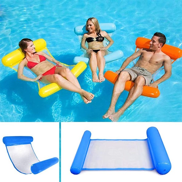 Uppblåsbar Badmadrass, Vattenhängmatta 4-i-1 Lounger Pool