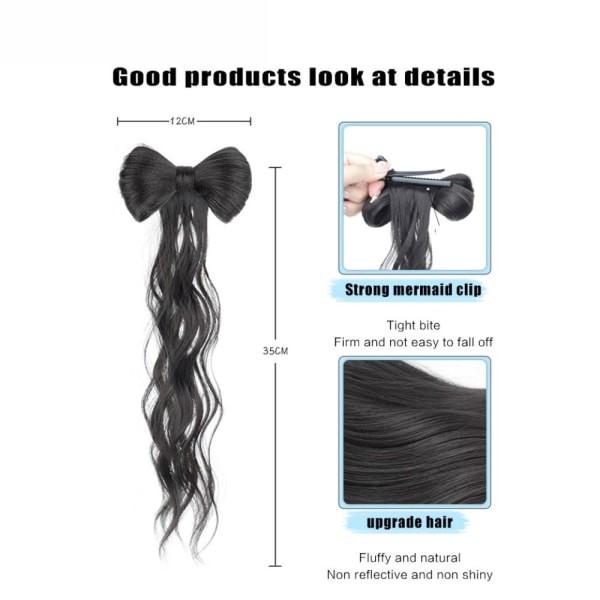 TG Hevosenhäntä Peruukki Clip Bowknot Puoli-solmio Peruukki Clip TUMMANRUSKEA tummanruskea