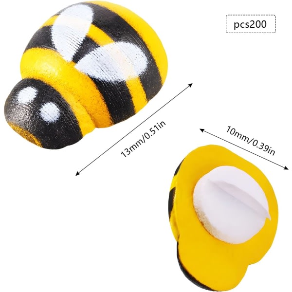 Galaxy Förpackning med 200 Mini Bee Trä Bi-dekoration Liten med lim för gör-det-själv-hantverk fotoram (1 x 1,3 mm)