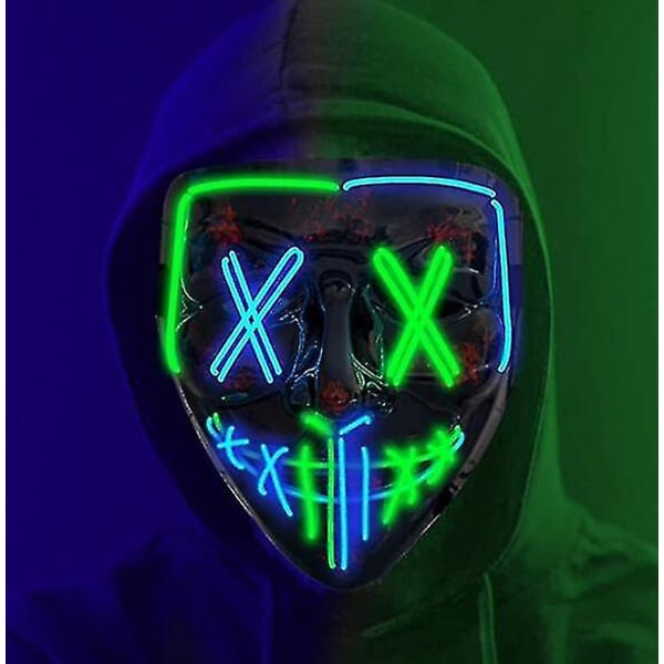 LED Purge Mask Lys Op Skræmmende Maske til Cosplay Kostume