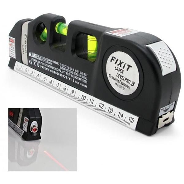 TG Laser-Vattenpass - Vattenpass, Laser, Måttband og Lineal i 1 Sort