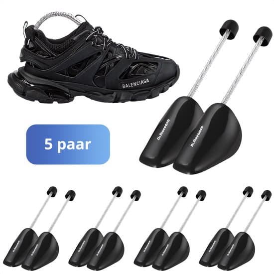 Sko Krølbeskyttere 5 Par, Justerbare Sneaker Shields til Tåboks, Anti-Krøl Skoblokke til Mænd Kvinder, Passer US 6-13, Sort