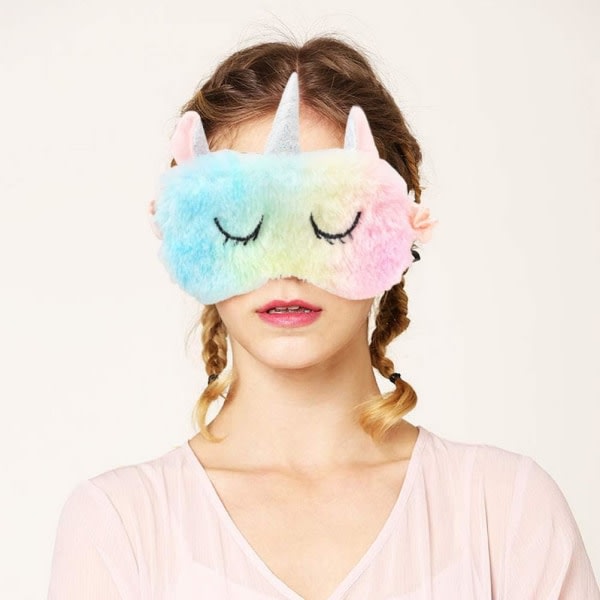 Galaxy 2st Kids Unicorn Sleeping Eye Mask 3D Animal Eye Mask Plysch sovande ögonmask