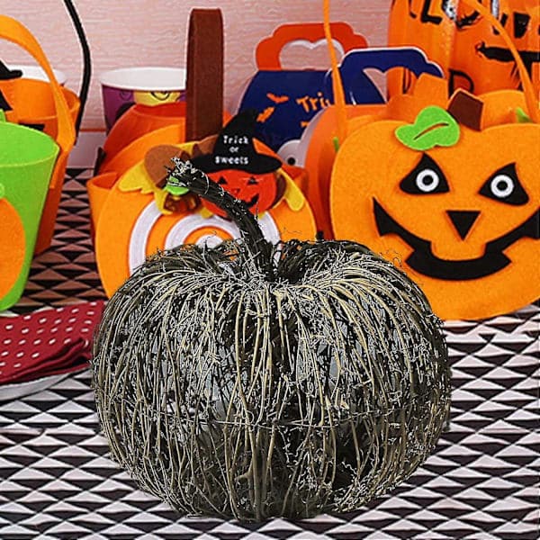 Kunstige græskar rottingvævede græskarpyntegenstande efterårshøst græskar til Halloween Thanksgiving 15 cm_yux
