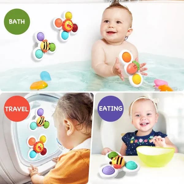 Baby Suction Spinner Leker Sensoriske Fidget Badeleker ABS og Matkvalitets Silikon for Babyer og Småbarn-yux