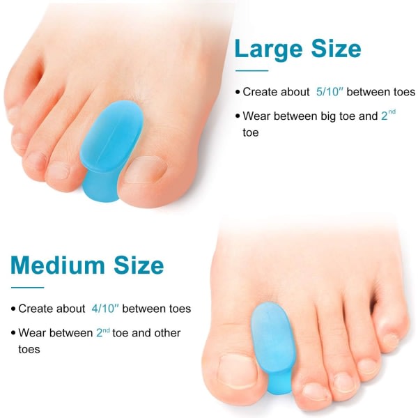 10 stk Gel Bunion Corrector (1/2\" tyk), store og mellem tå-distanser til knyst, tådrift, overlappende tæer