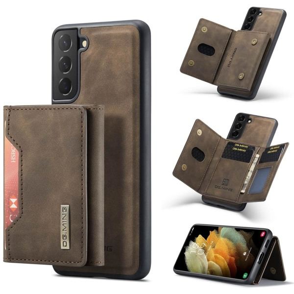 DG.MING 2-i-1 Vikbart Plånboksfodral & Magnetiskt Skal för Samsung Galaxy S21 Kaffe