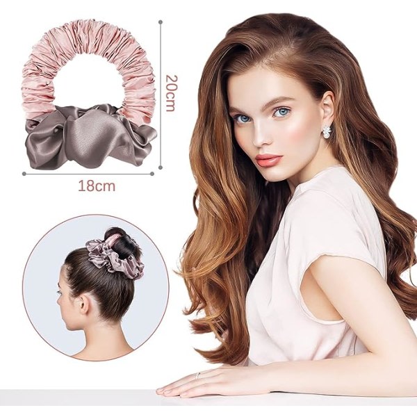 TG Varmefrie Krøller Hodebånd, Myk Sovende Curling Scrunchie for Langt/Middelslangt Hår, Varmefri Hårcurlers Scrunchie Satin Overnight Curls Hodebånd