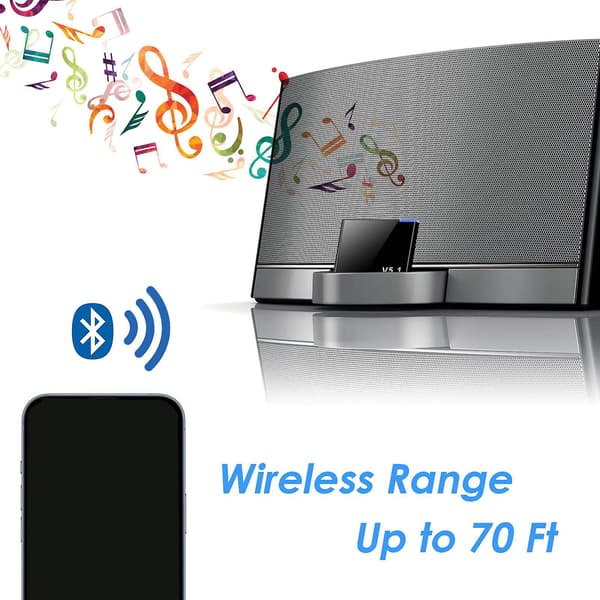 I-wave 30-pin Bluetooth 5.1 lydmodtager musik mini trådløs adapter til 30-pin analog højttaler