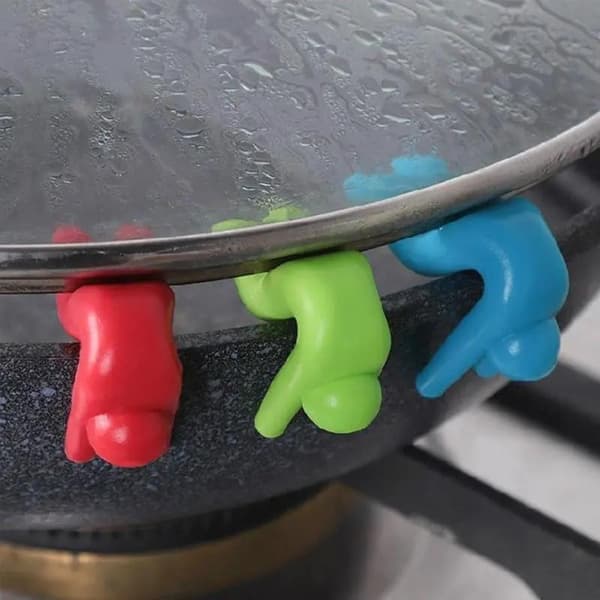 2-pack silikonlocklyftare, klämmor mot överkokning för matlagning, kök, svart, 5 x 4 x 2 cm