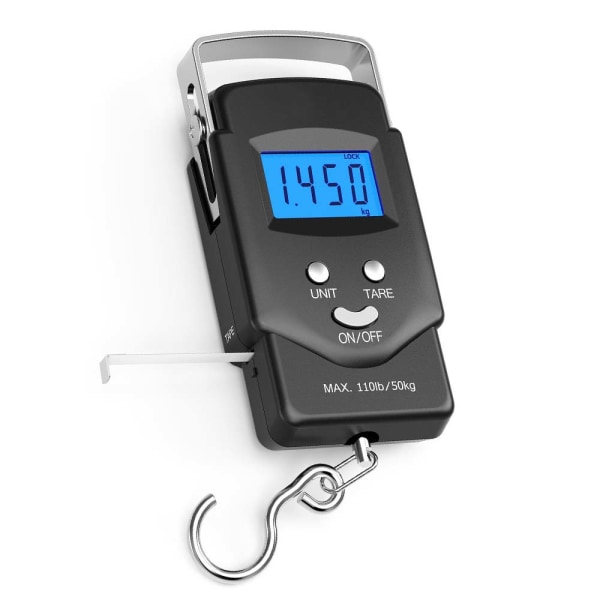 Bakgrundsbelyst LCD-skärm, 110lb/50kg Elektronisk Vågskala Digital Fiskevåg