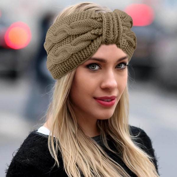 Grå, Svart, Khaki - Vinterpannband för kvinnor, Fleece pannband