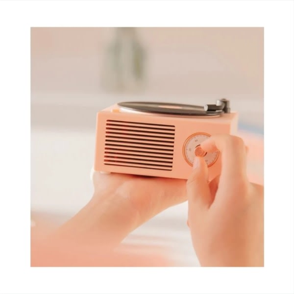 Liten ljud trådlös multifunktions Bluetooth vinylskivspelare (rosa)