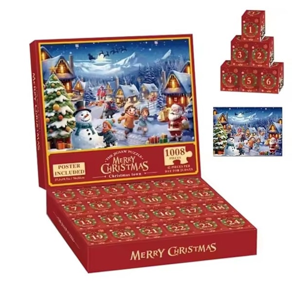 Adventskalender - Pussel 1008 Bitar - Julkalender 2024 Multicolor multifärg