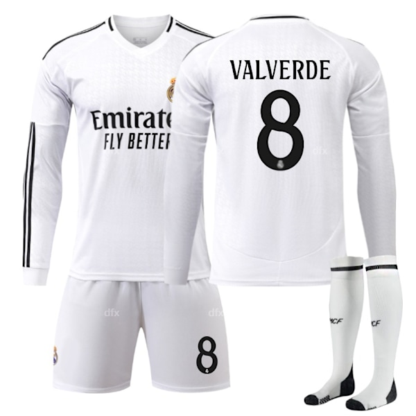 Real Madrid Barn Hemmatröja 2024-2025 Höst & Vinter Nr 8 Strumpor 2XL VALVERDE Nr 9 Strumpor Nr 9 strumpor No 9 socks 2XL