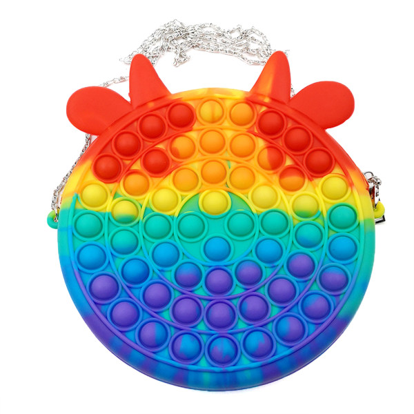 Tryckbubbla Fidget Leksak Sensorisk Leksak Enkel Dimple Plånbok Handväska Rainbow cattle