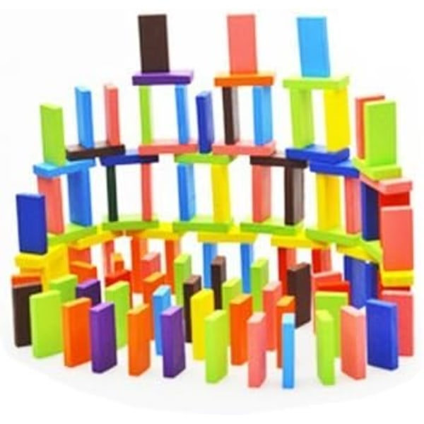 120: et sett domino-klosser i tre, barnespill lærerikt for