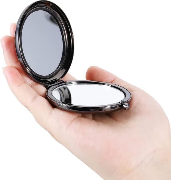 Makeup Spejl - Håndlomme Rejse Mini Foldbar Sammenklappelig Kompakt Bærbar Sort_yu