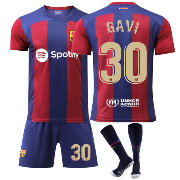 2324 Uusi Barcelona Jalkapallopaita 30 Gavi Jersey Set NO.30 Sukkien kanssa XS