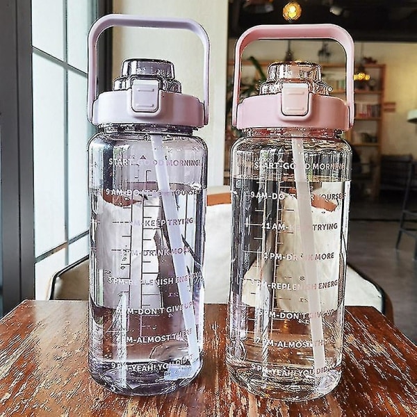 2l B?rbar vattenflaskor med stor kapacitet Fitness med tidsmark?r B?sta present