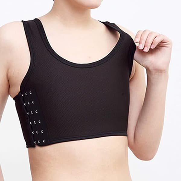 Brystbinder Tanktop Åndbar Bomuld Polyester Slim Fit Justerbar Krog Lukning til Transmænd Sort 2XL Black 2XL
