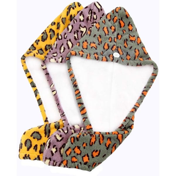 TG Leopard Mikrofiber Hårhandduksomslag, Superabsorberande Snabbtorkande