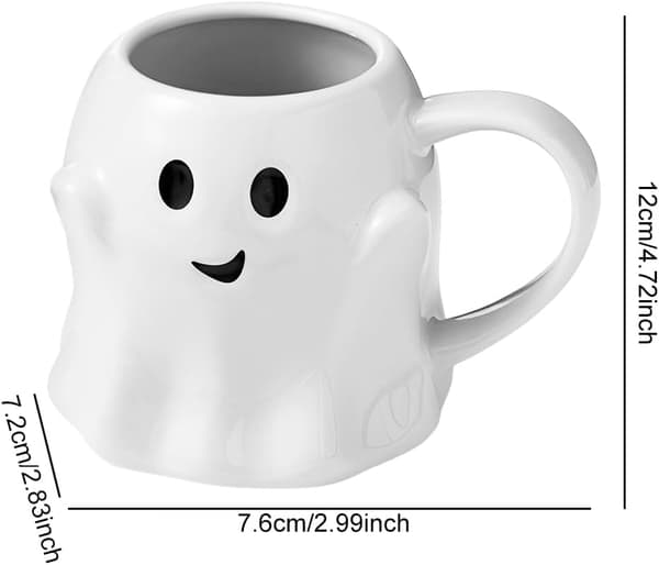 Halloween Spöke Keramik Kaffeemugg, 400ml Söt Spöke Ansiktsdesign White